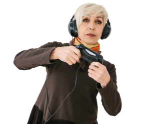 senior woman gamer seniortuber