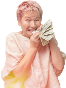 senior woman with money